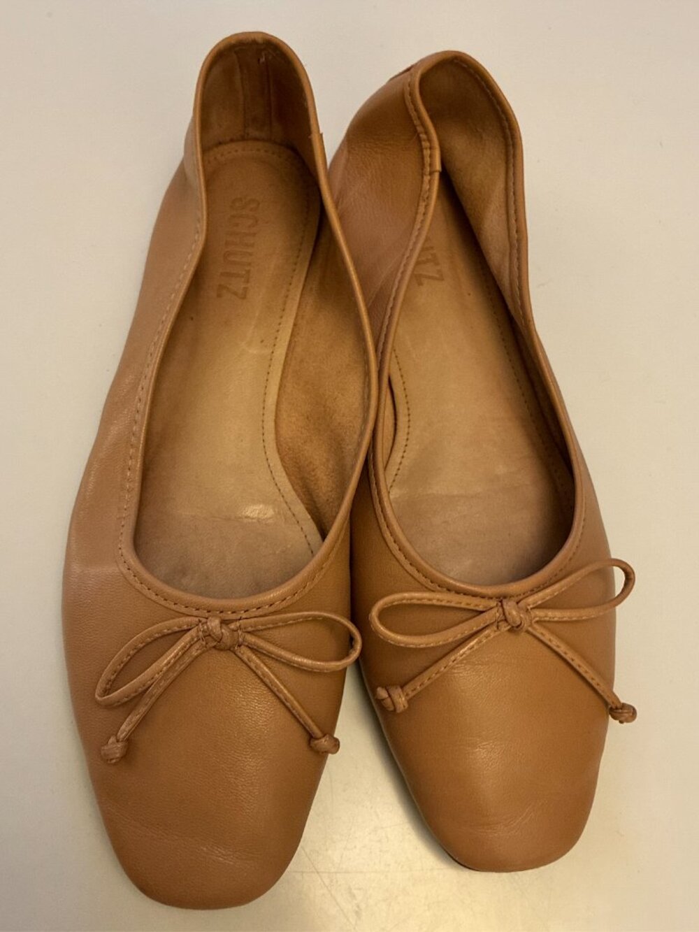 Schultz Tan Leather Ballet Flats